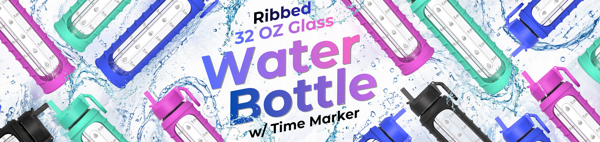 Ribbed Glass Water Bottles