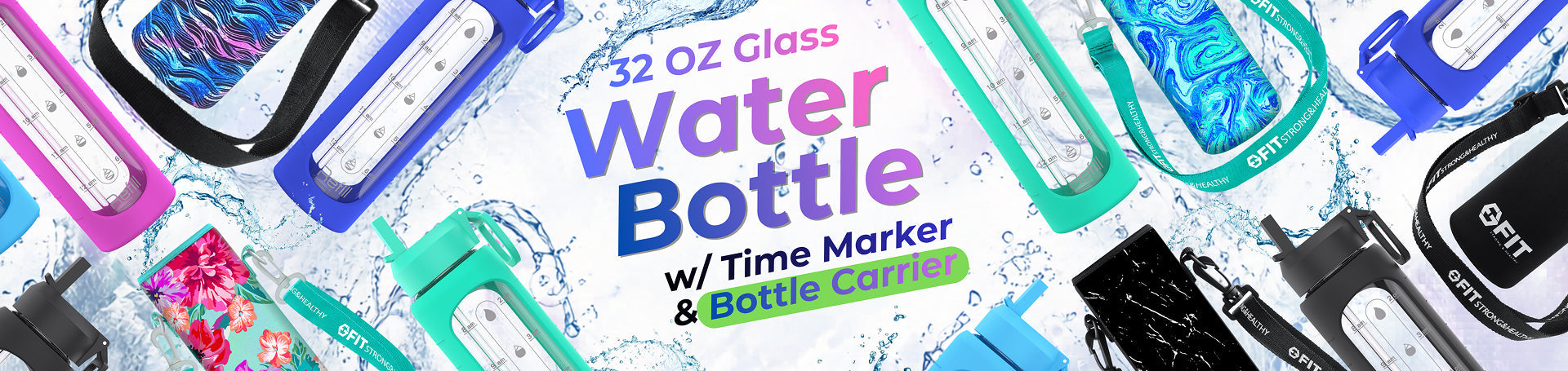Original Glass Water Bottles with Carriers