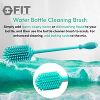 32 oz Glass Water Bottle with Time Marker and Brush (Seafoam Sleeve, with Brush)