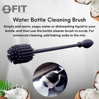 32 oz Glass Water Bottle with Time Marker and Brush (White, Cleaning Brush)