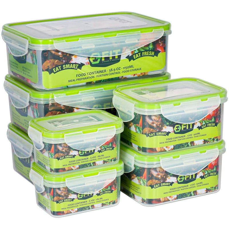 Bento Box Lunch Box Meal Prep Containers with Lids (7 Pack: 3x39oz + 2x17oz + 2x6oz)