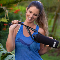 Water Bottle Holder with Strap for Walking & Cleaning Brush Set (Floral)