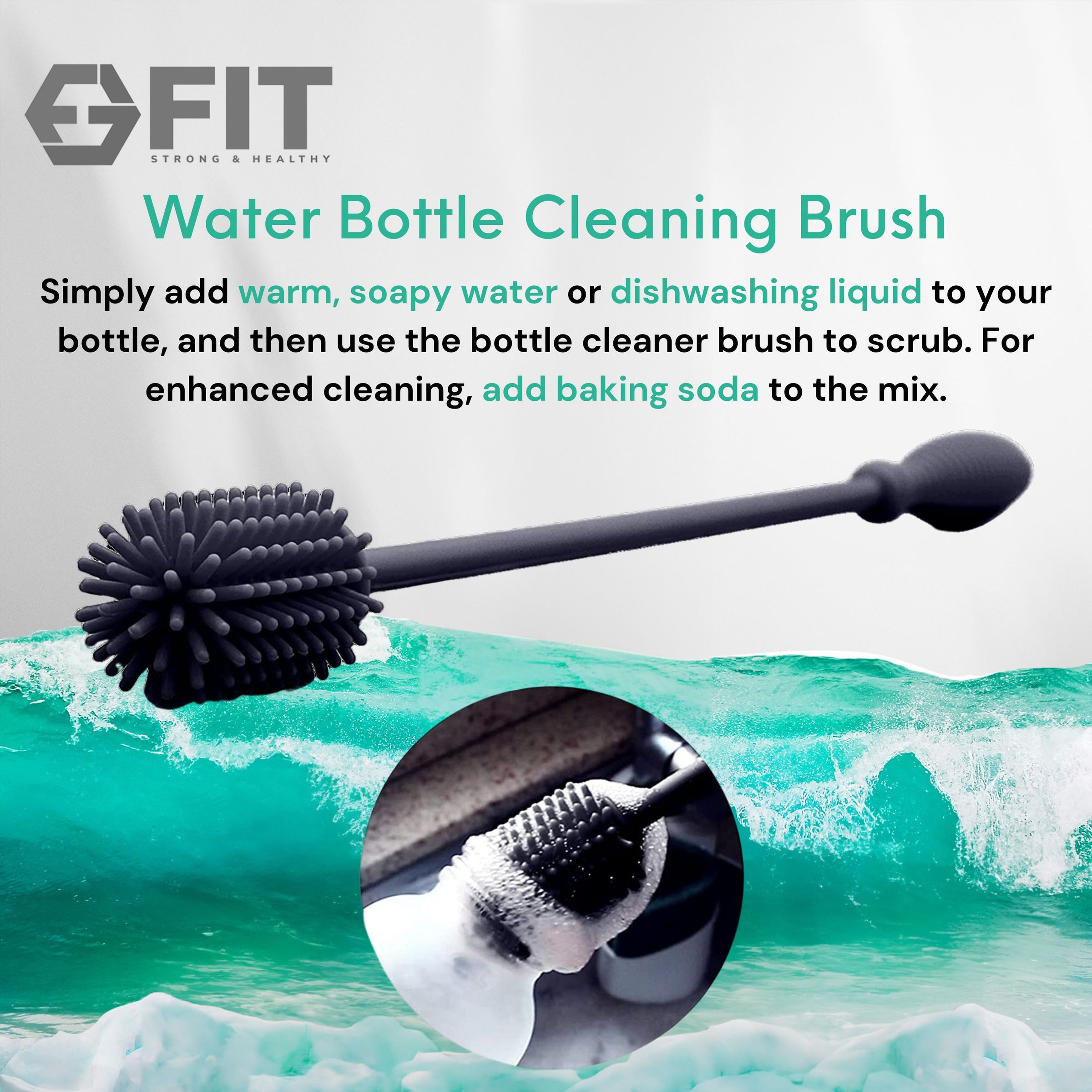 Water Bottle Holder with Strap for Walking & Cleaning Brush Set (Blue Marble)