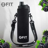 Water Bottle Holder with Strap for Walking & Cleaning Brush Set (Black)