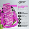 32 oz Glass Water Bottle with Time Marker and Water Bottle Holder With Strap - EXTRA LID, Reusable, Wide Mouth (Purple, Pink Camouflage Carrier)