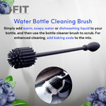 32 oz Glass Water Bottle with Time Marker Reminder, Removable Silicone Sleeve and EXTRA LID (ROYAL BLUE) + CLEANING BRUSH