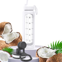 32 oz Glass Water Bottle with Time Marker and Extra Lid (White Sleeve)
