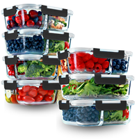 Glass Meal Prep Containers – 7-Pack (3-Pack 1, 2 & 3 Compartment, 35 oz, Black + 4-Pack 2 & 3 Compartment, 32 oz, Black), Portion Control, Leak-Proof, Microwave Safe, Food Storage