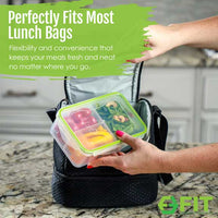 FIT Strong & Healthy food prep containers and toddler lunch box for daycare are designed to have leakproof lids to prevent spills and offers mess-free food storage containers for lunch boxes.