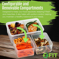 FIT Strong & Healthy tupperware sets with lids and compartments, lunch box for men and lunch box for women are designed to keep the different foods separate, keeping them fresh and mess-free. It also helps with portion control, helping you maintain a healthy balance in your meals.