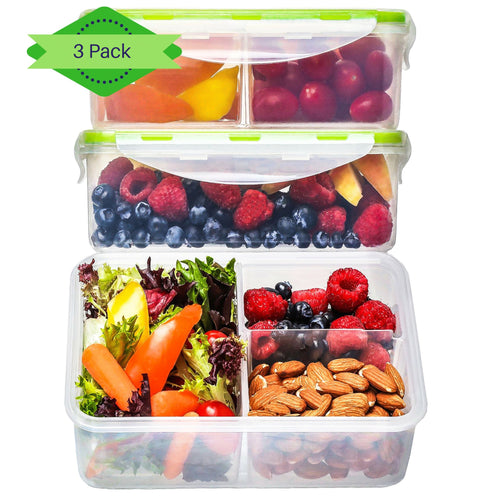 Our Bento Lunch Box food storage containers are the perfect portion control plates and can be used as lunch box for women or a lunch box for men as well as a Bento box for kids to take their lunch meals to school. Designed with three configurable and removable food compartments, you can take these tupperware food storage containers anywhere. 