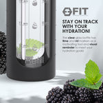 32 oz Glass Water Bottle with Time Marker Reminder, Removable Silicone Sleeve and EXTRA LID (BLACK) + CLEANING BRUSH
