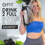 32 oz Glass Water Bottle with Straw Lid, Time Marker, Silicone Sleeve & Extra Lid (Black Sleeve)