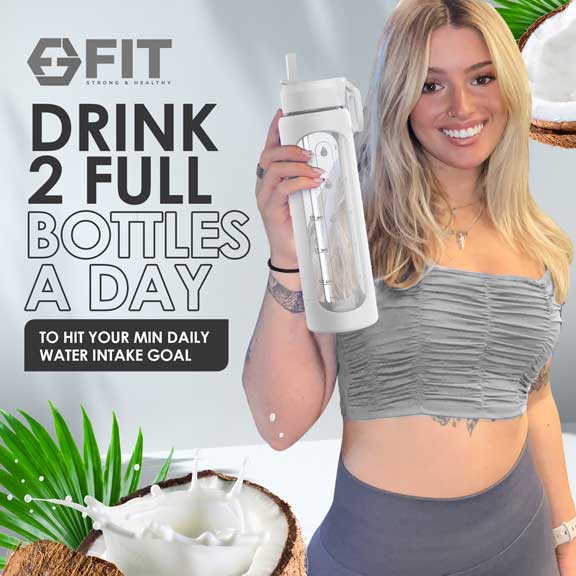 32 oz Glass Water Bottle with Time Marker and Brush (White, Cleaning Brush)