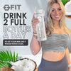 32 oz Glass Water Bottle with Straw Lid, Time Marker, Silicone Sleeve & Extra Lid (White Sleeve)