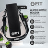 32 oz Glass Water Bottle with Straw Lid, Time Marker, Sleeve, Extra Lid & Water Bottle Holder with Strap (Black, Black Carrier)