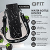 32 oz Glass Water Bottle with Time Marker and Water Bottle Holder With Strap - EXTRA LID, Reusable, Wide Mouth (Black Sleeve, White Marble Carrier)
