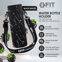 Water Bottle Holder with Strap for Walking & Cleaning Brush Set (White Marble)
