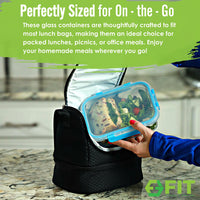 1 & 2 & 3 Compartment Glass Meal Prep Containers with BLUE Lids (3 Pack, 35 oz)
