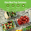 1 Compartment Glass Meal Prep Containers (3 Pack, 35 oz) - Glass Food Storage Containers with Lids, Glass Lunch Box Containers, Portion Control, Airtight