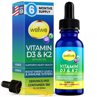 Vitamin D3 K2 Liquid Drops - No Fillers, Non-GMO, No Taste, 1 fl oz (1 pack)