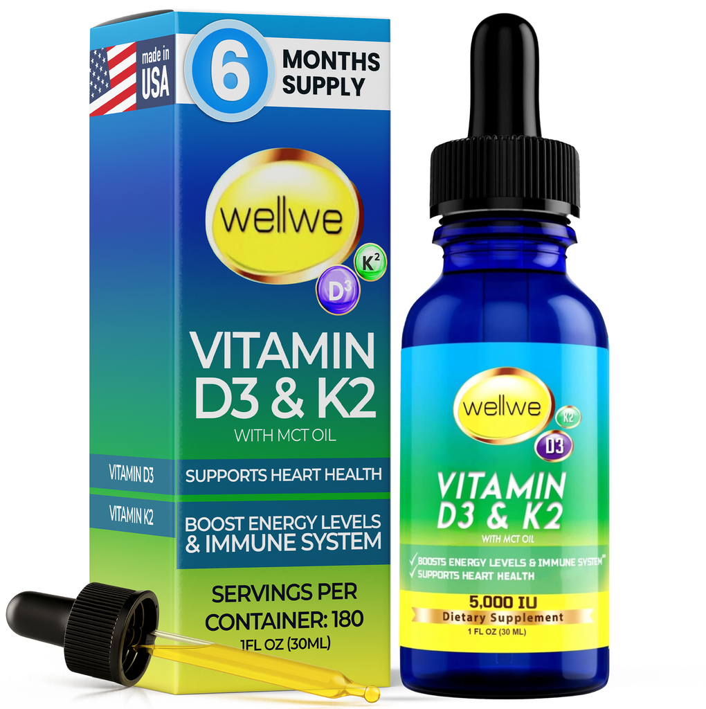 Vitamin D3 K2 Liquid Drops - No Fillers, Non-GMO, No Taste, 1 fl oz (1 pack)