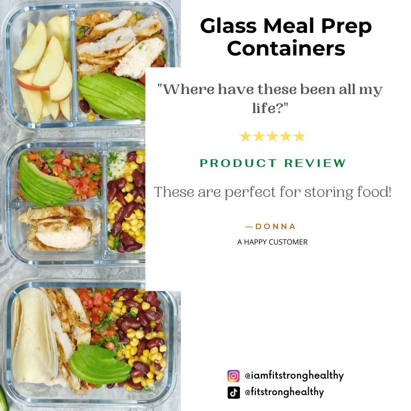 FIT Strong & Healthy Glass Meal Prep Containers 4 Pack 30 Oz for sale  online