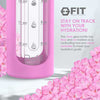 32 oz Glass Water Bottle with Straw Lid, Time Marker, Silicone Sleeve & Extra Lid (Sugarplum)
