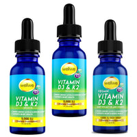Vitamin D3 K2 Liquid Drops - No Fillers, Non-GMO, No Taste, 1 fl oz (3 pack)