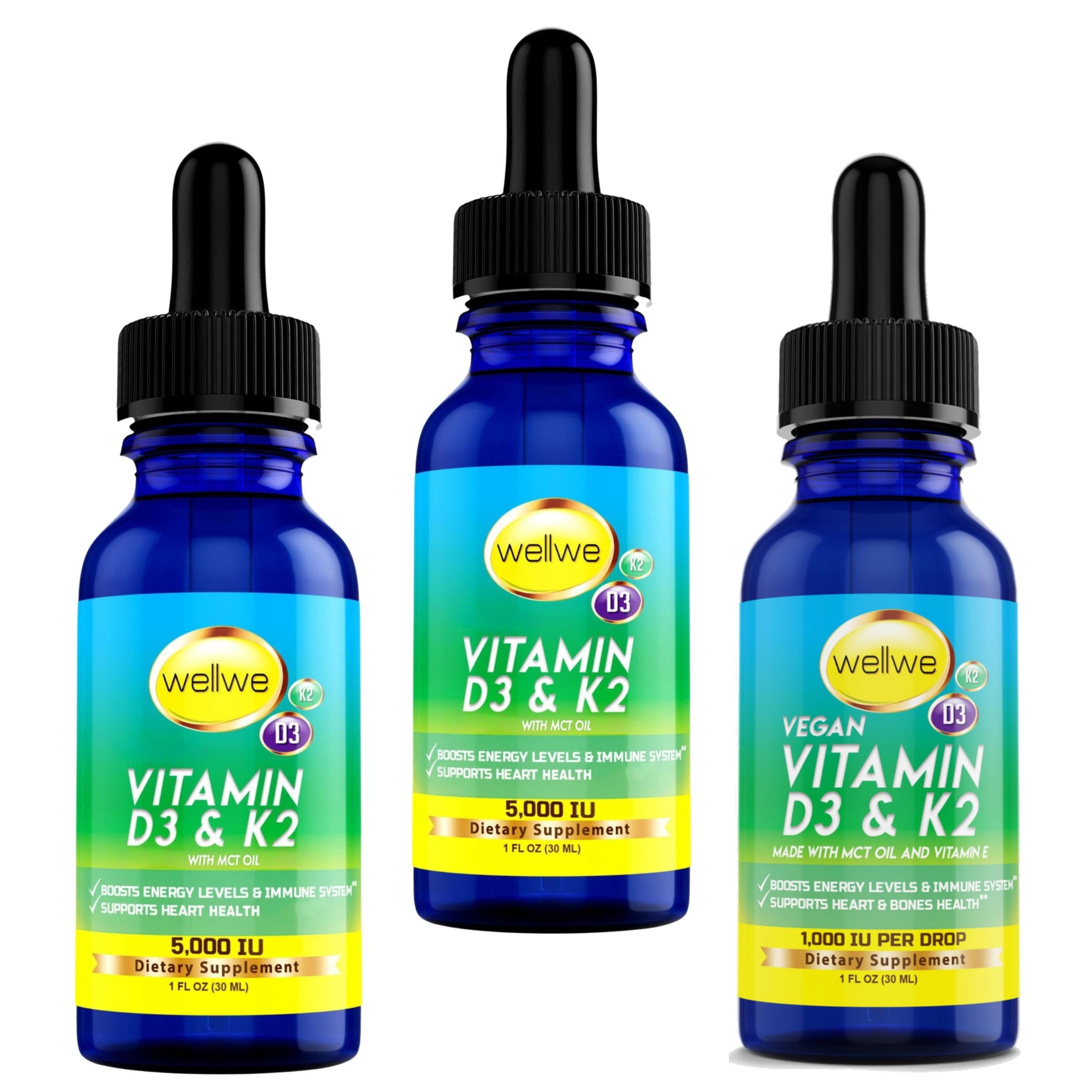 Vitamin D3 K2 Liquid Drops - No Fillers, Non-GMO, No Taste, 1 fl oz (3 pack)