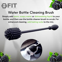 32 oz Glass Water Bottle with Time Marker and Brush (Black Sleeve, with Brush)