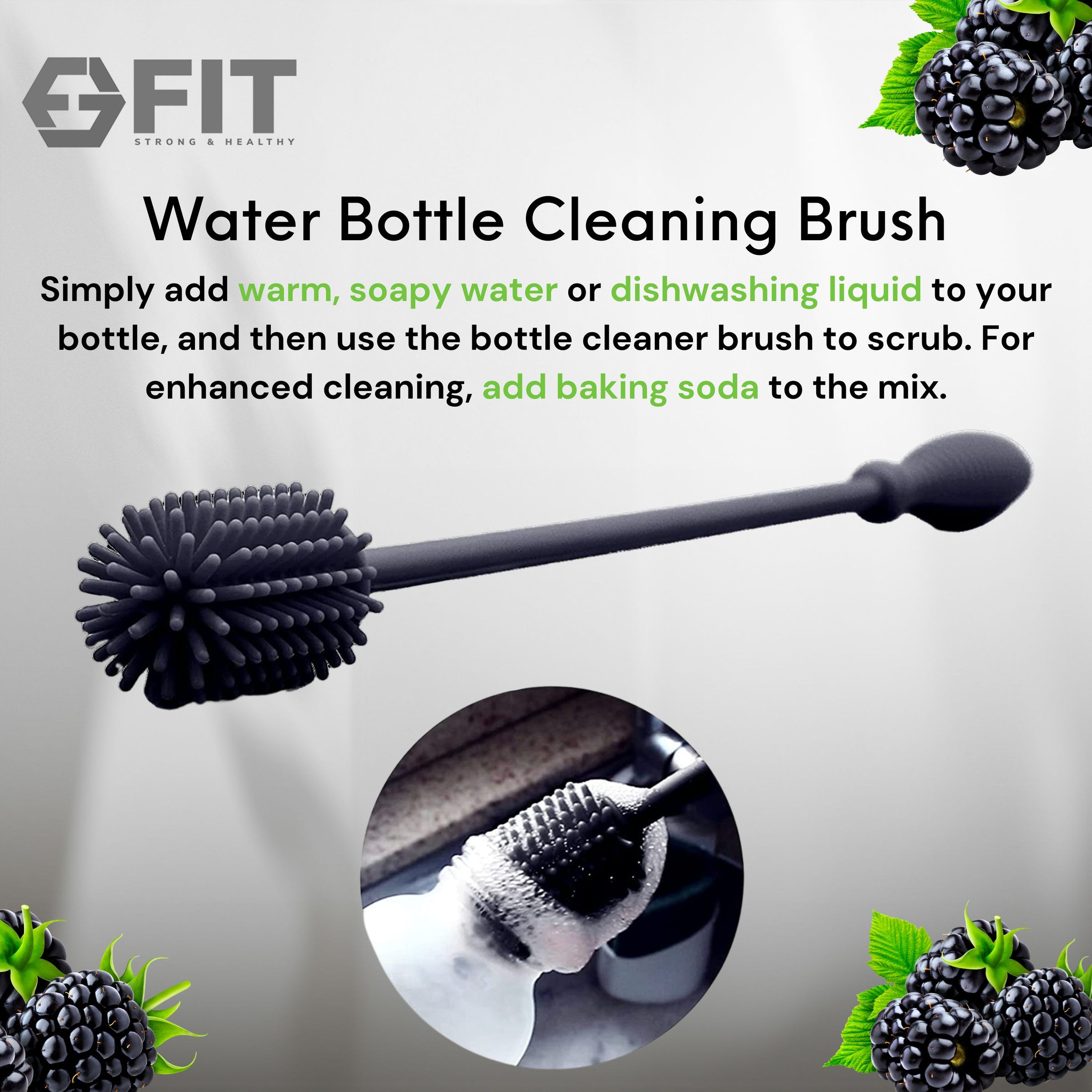 Water Bottle Holder with Strap for Walking & Cleaning Brush Set (Black)