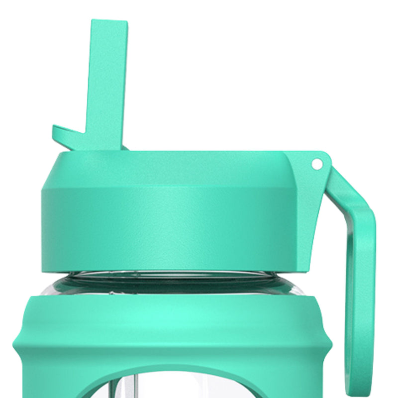 SEAFOAM Glass Water Bottle Straw Lid