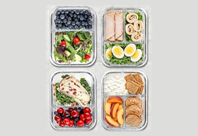2 and 3-compartment glass meal prep containers, 4 pack