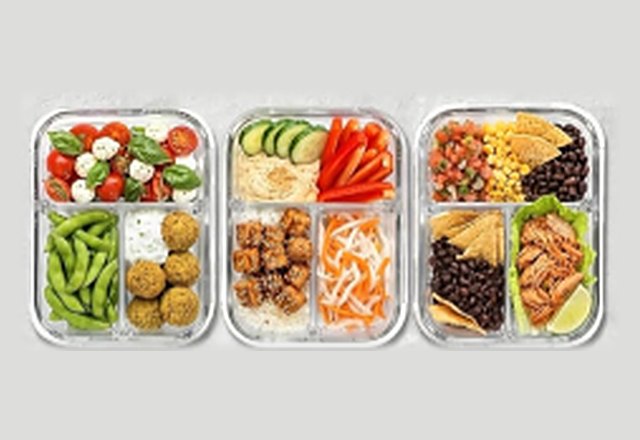 3-compartment glass meal prep containers, 3 pack