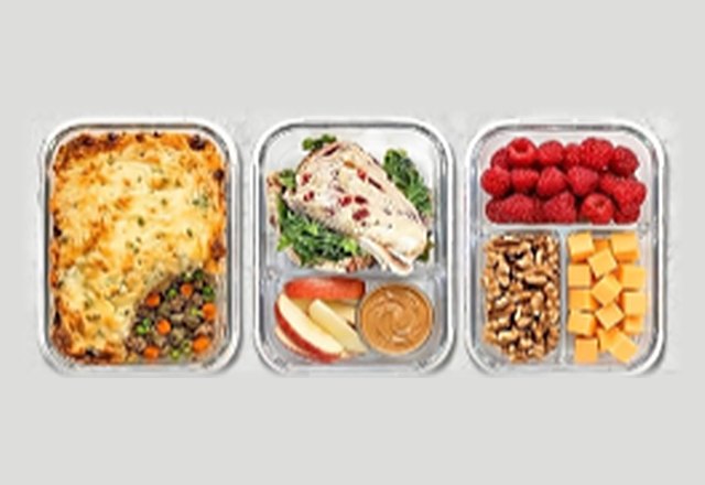 1, 2 and 3-compartment glass meal prep containers, 3 pack