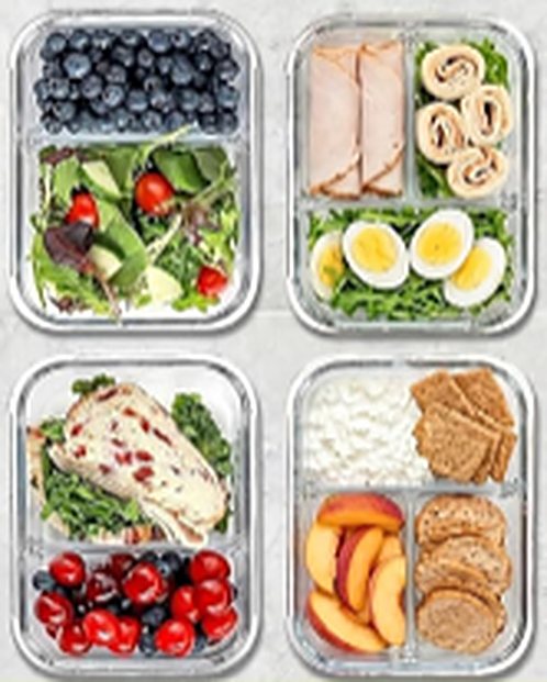 2 and 3-compartment glass meal prep containers, 4-pack