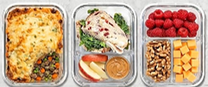 1, 2 and 3-compartment glass meal prep containers, 3-pack